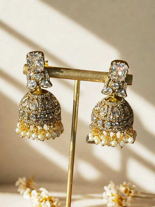 White Stone Victorian Jhumka