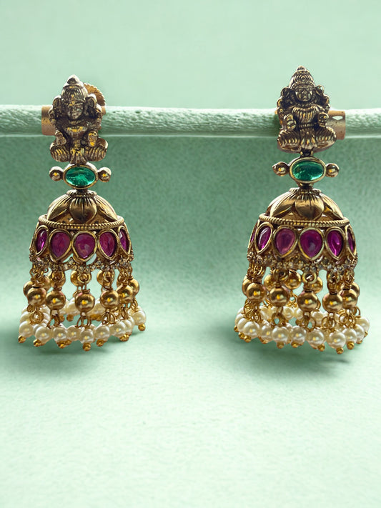Premium Matte Temple Jewellery Jhumka