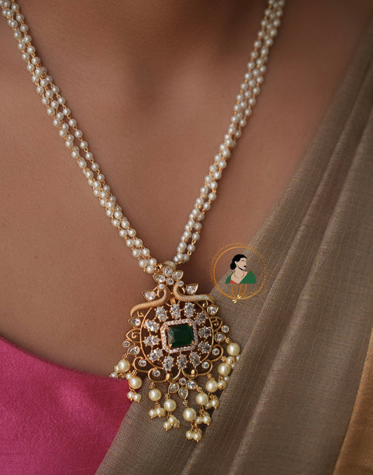 AD Stone Pearl Necklace Set