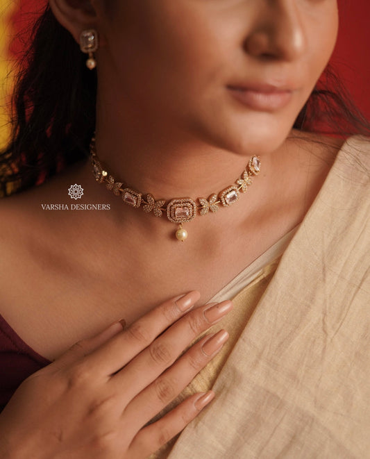 Adorable White Stone Choker Set