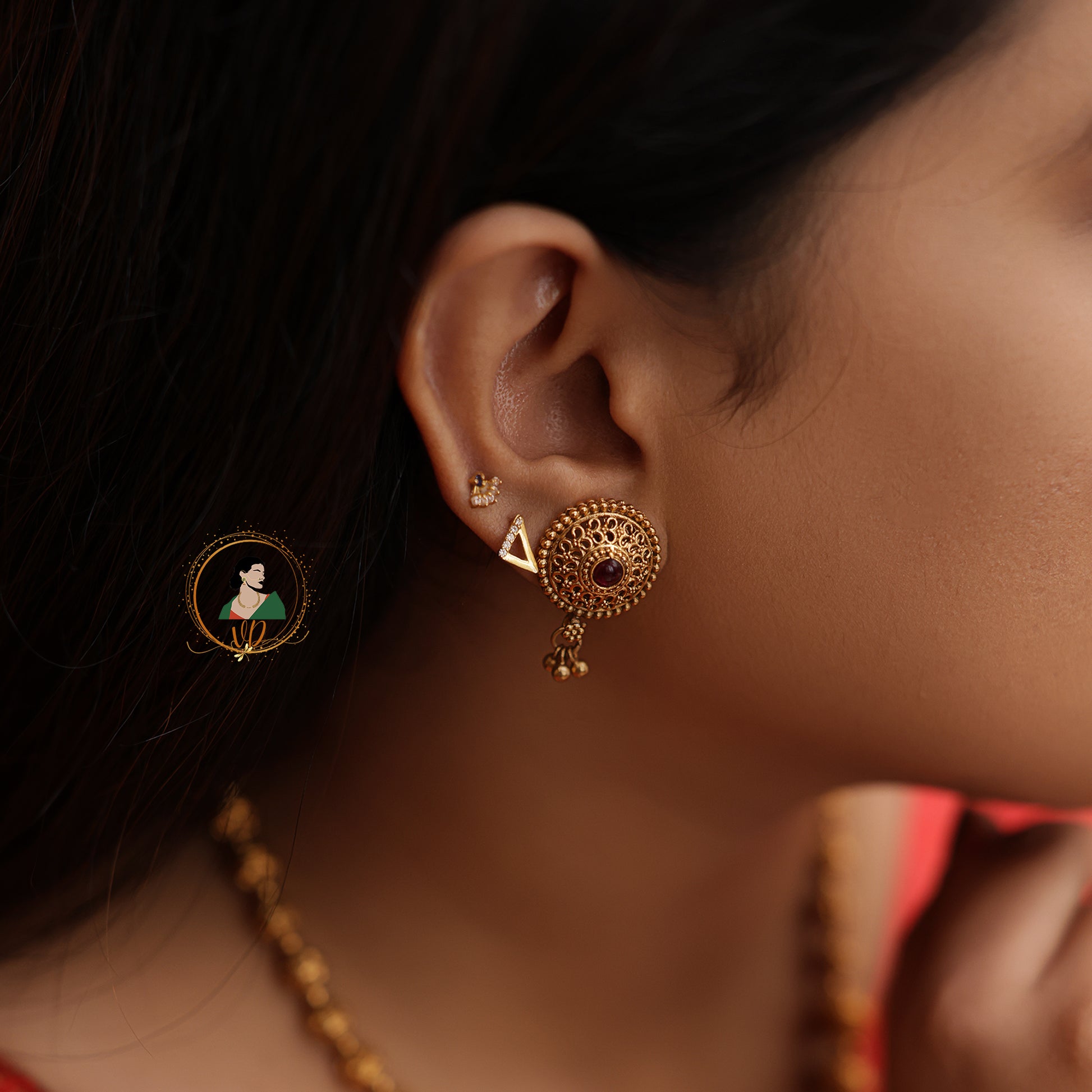 Antique Finish Gold Beaded Haram