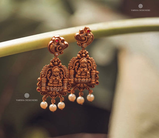 Antique Finish Nakshi Temple Earrings