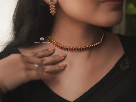 Antique Finish Ruby & Green Kemp Choker