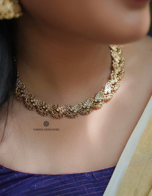 Antique Finish Stone Necklace Set