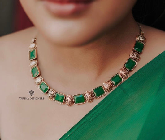 Antique Green Stone Necklace Set