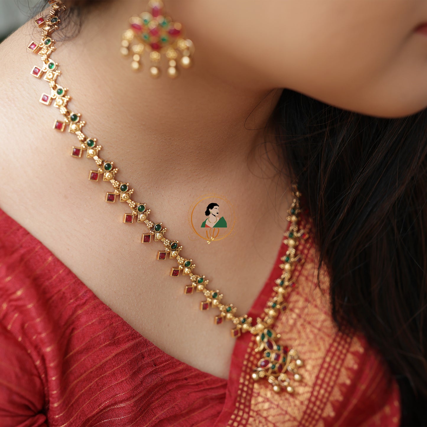 Beautiful Ruby and Emerald Stone Necklace