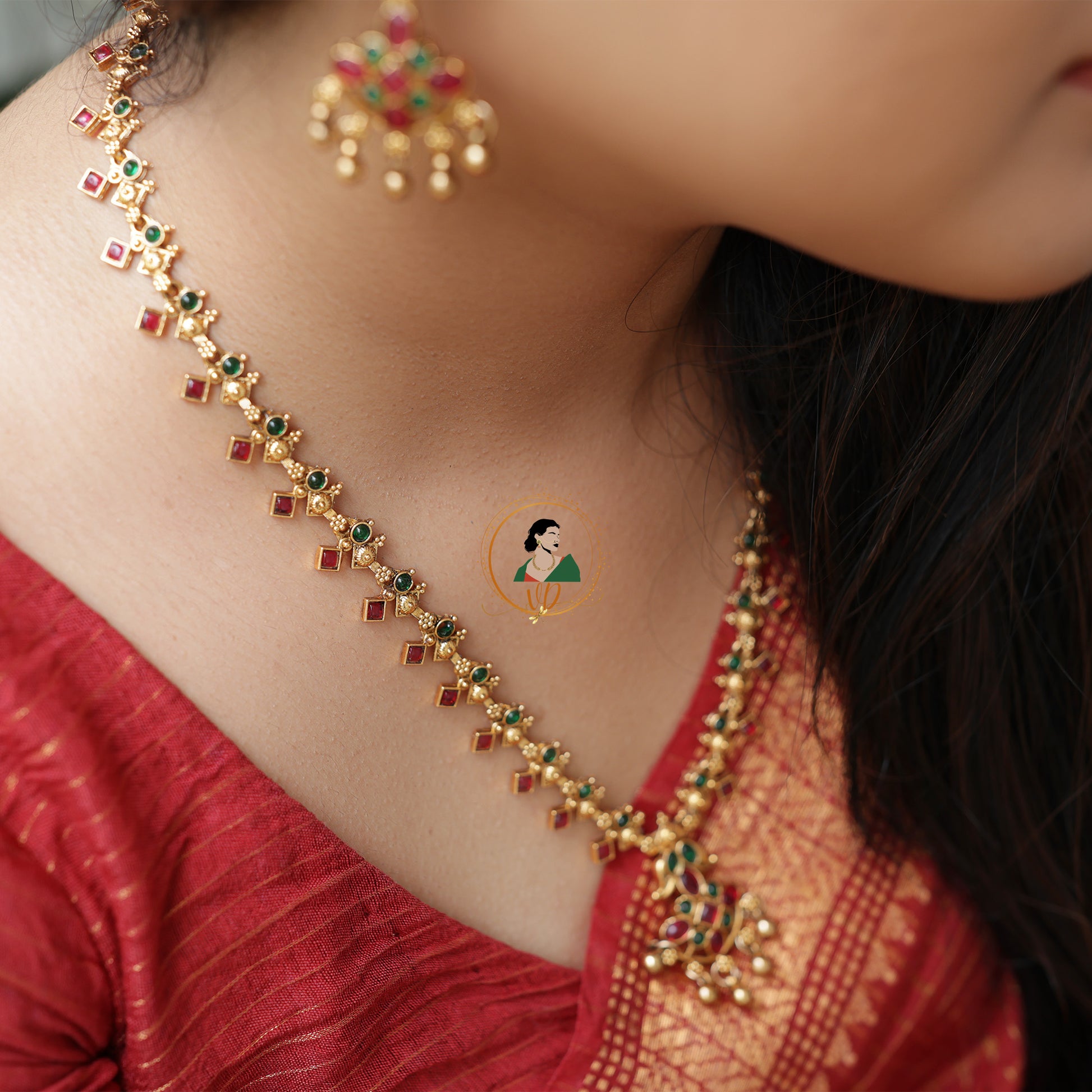 Beautiful Ruby and Emerald Stone Necklace