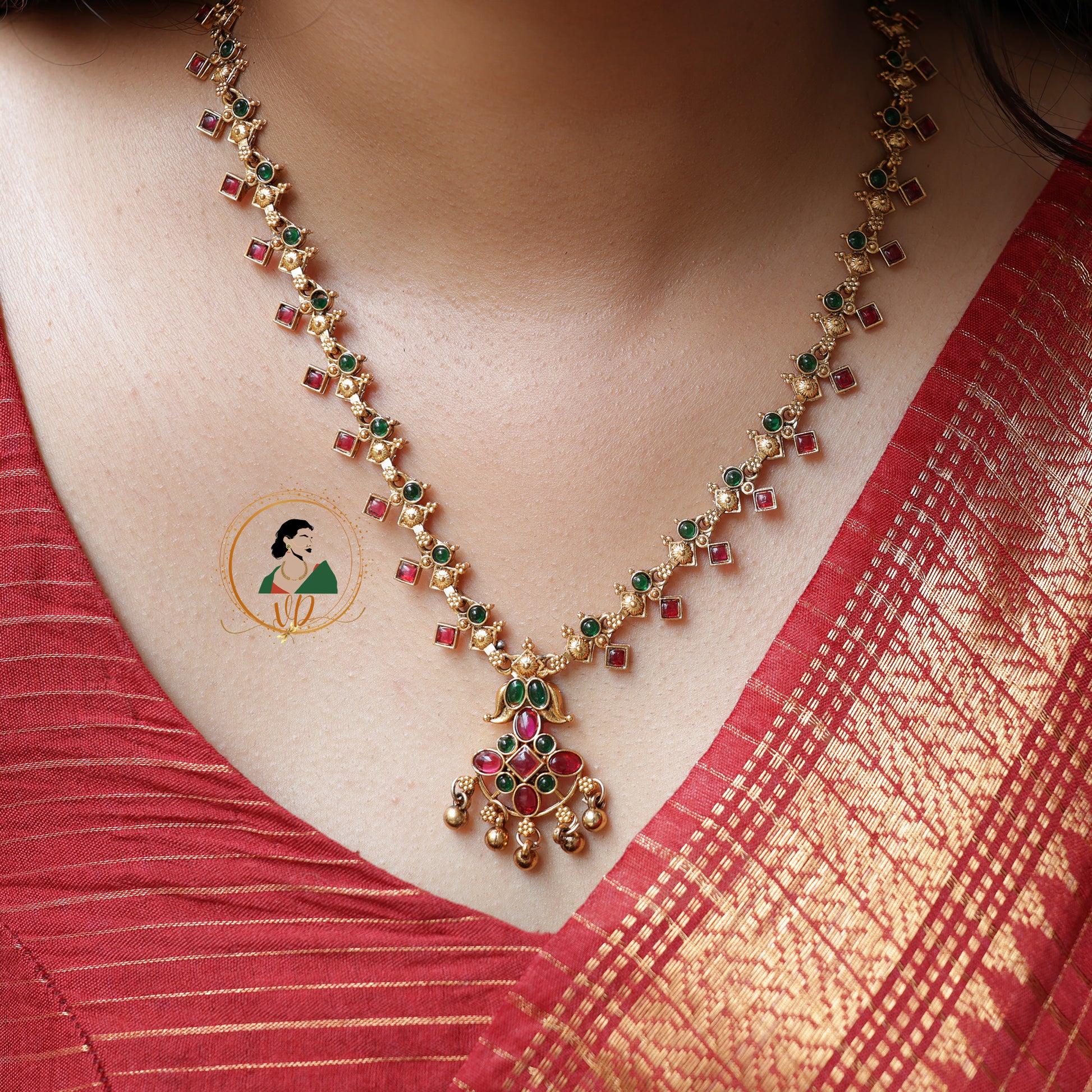 Beautiful Ruby and Emerald Stone Necklace