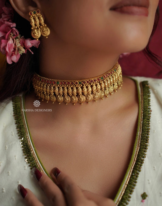 Bridal Lakshmi Coin Choker Set