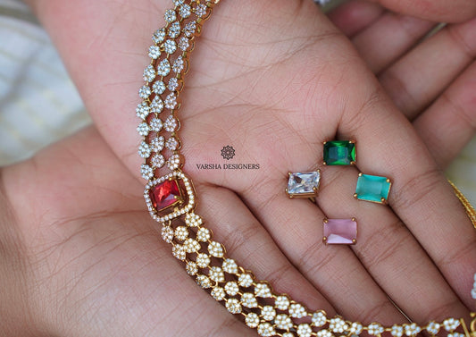 Color Changeable Stone Necklace Set
