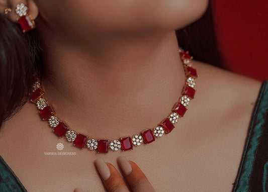 Designer Gold Finish Stone Necklace Set