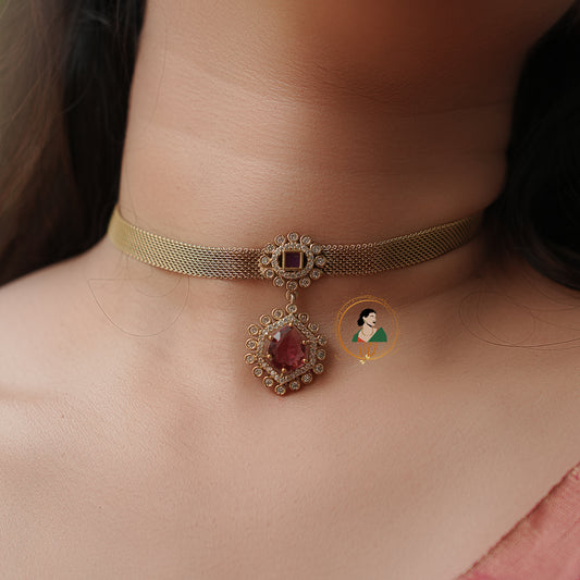 Elite Gold Finish Ruby Band Choker