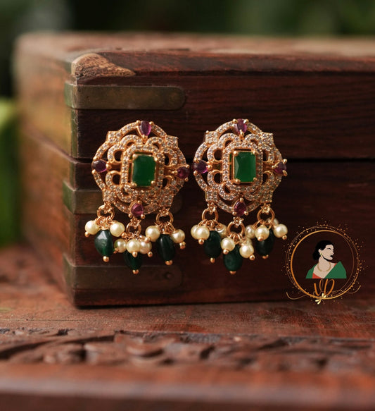Emerald AD Stone Earrings