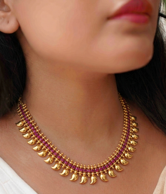 Ruby Gold Paisley Necklace