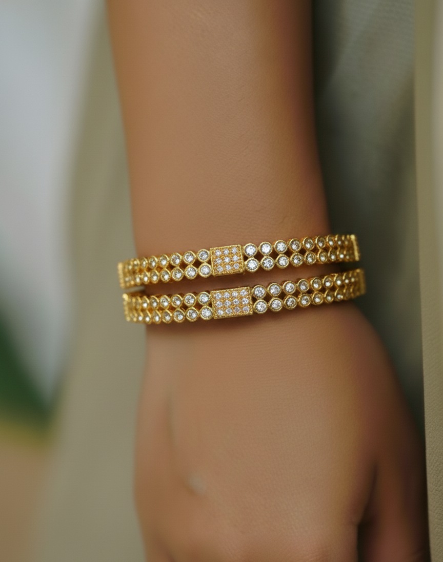 Adorable White Stone Bangles