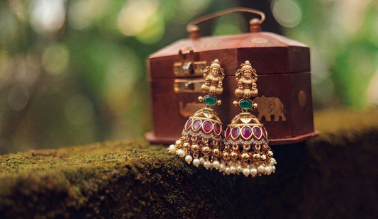 Premium Matte Temple Jewellery Jhumka