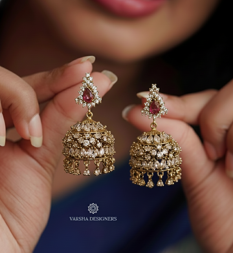 Deep Ruby Zircon Jhumka