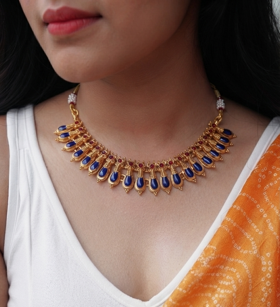 Sapphire Paisley Necklace Set