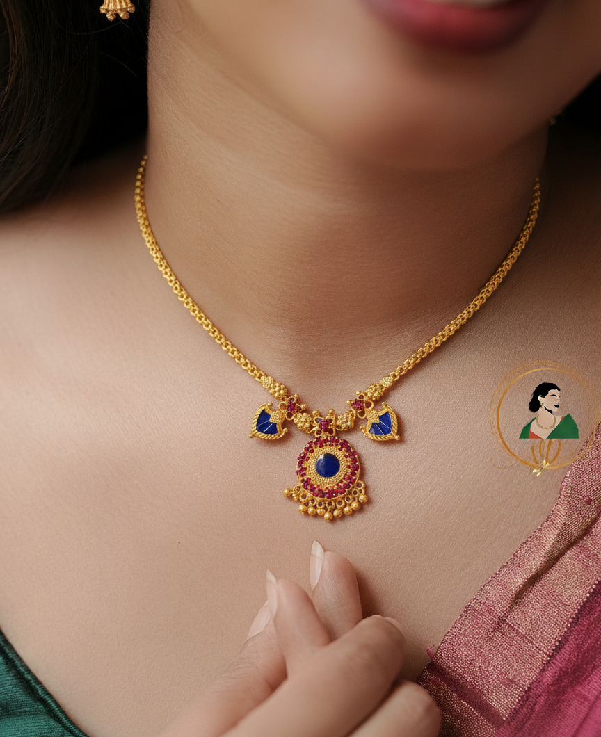 Sapphire Kerala Palakka Necklace