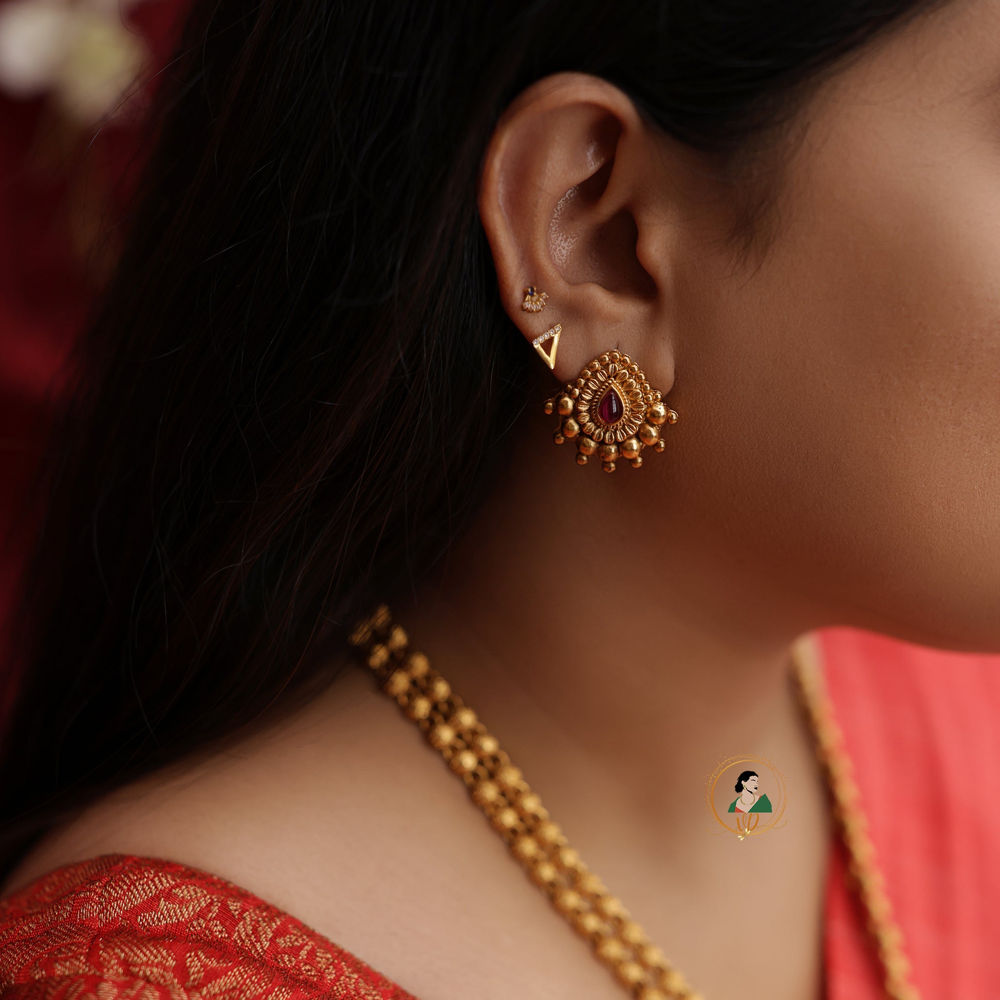 Gold Beaded Lakshmi Haram