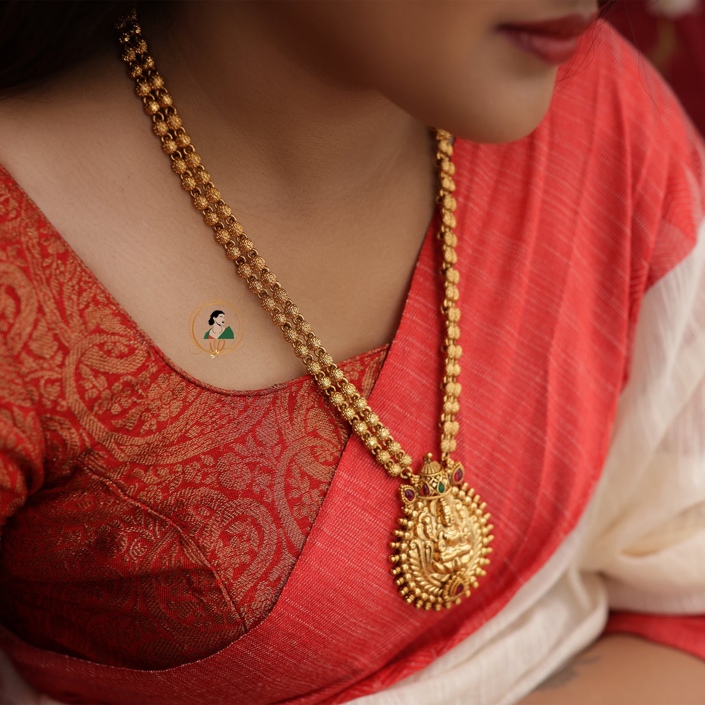 Gold Beaded Lakshmi Haram