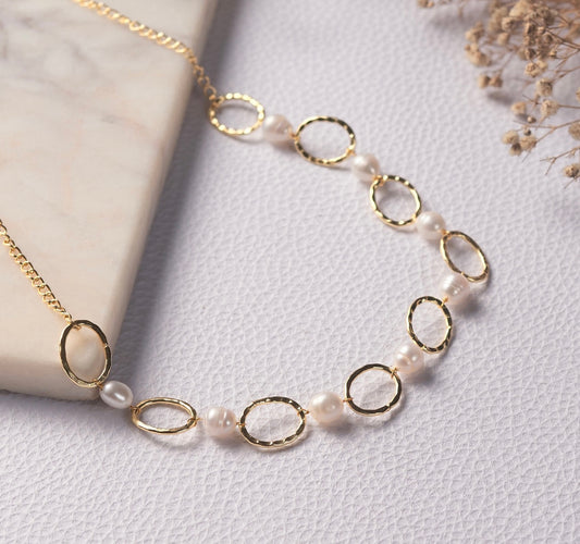 Gold Finish Baroque Pearls Chain