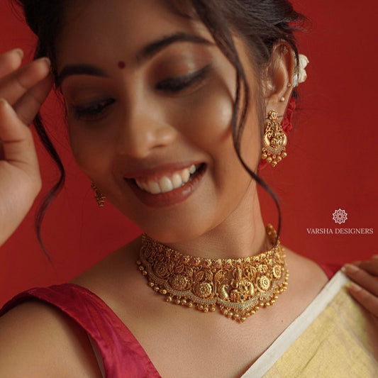 Gold Finish Bridal Temple Choker Set