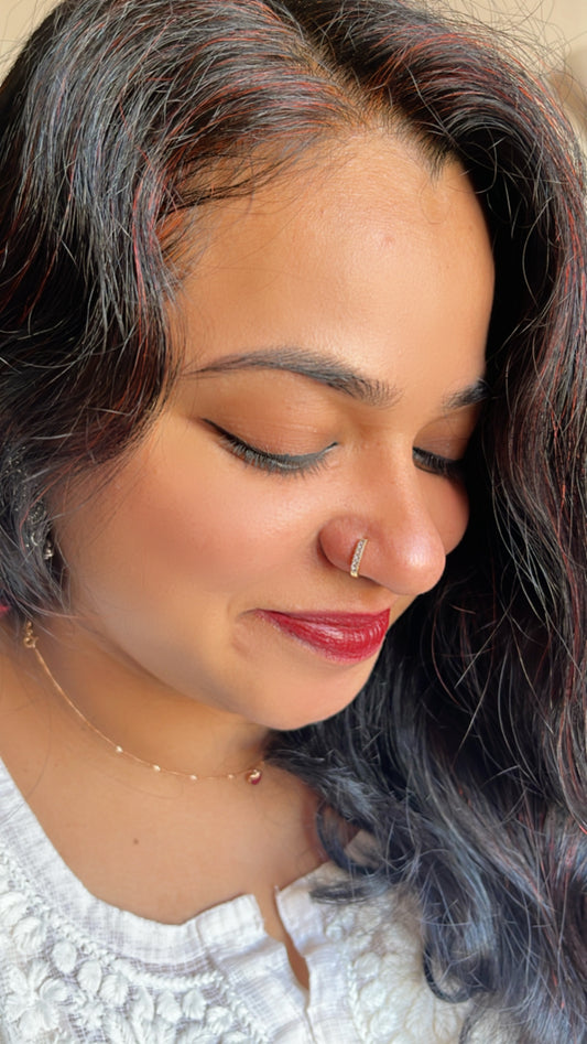 Gold Finish J Shaped Nose Pin