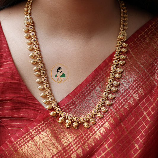 Gold Finish Ruby Leaf Design Haram