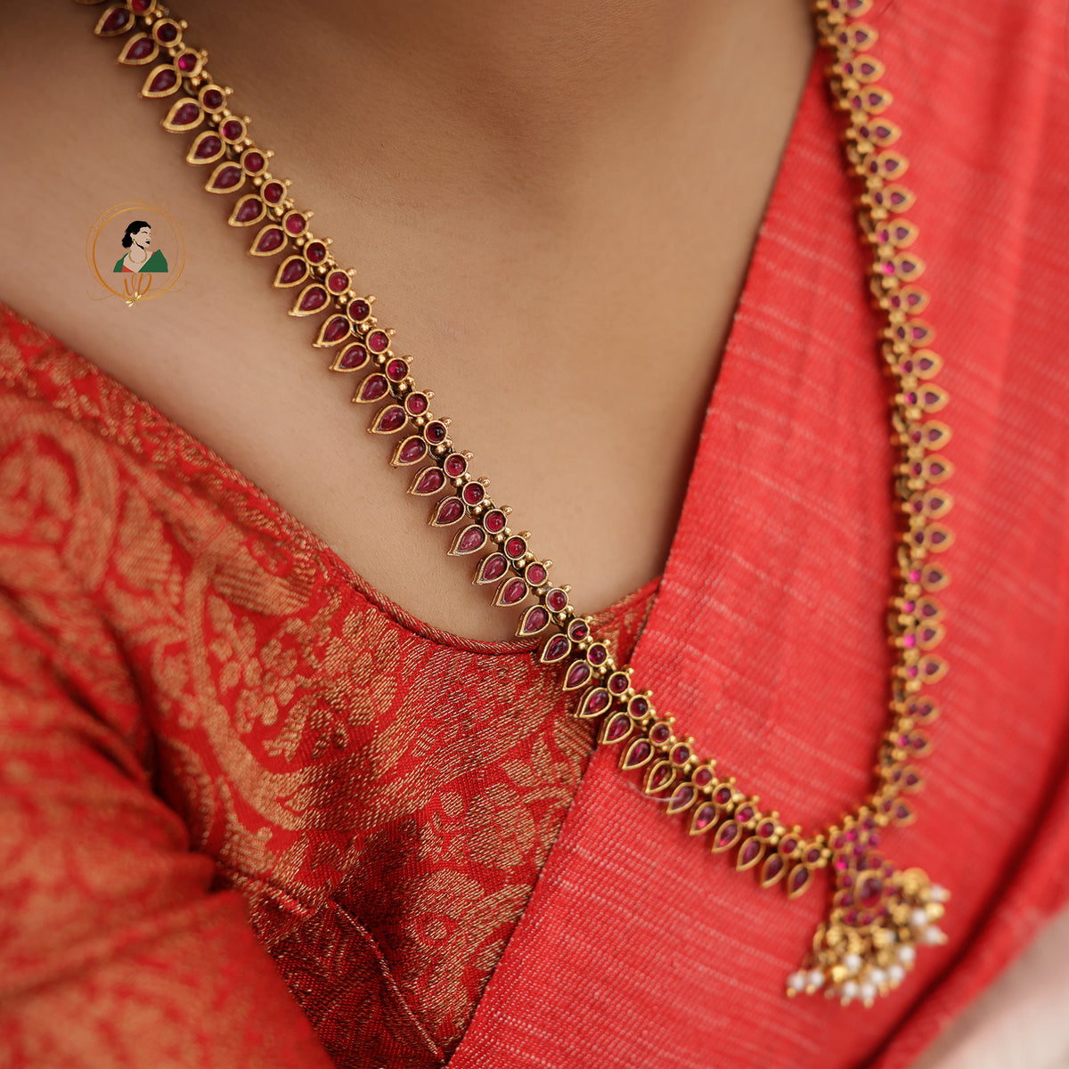 Ruby Long Gold Finish Ruby Long Haram – Varsha Designers