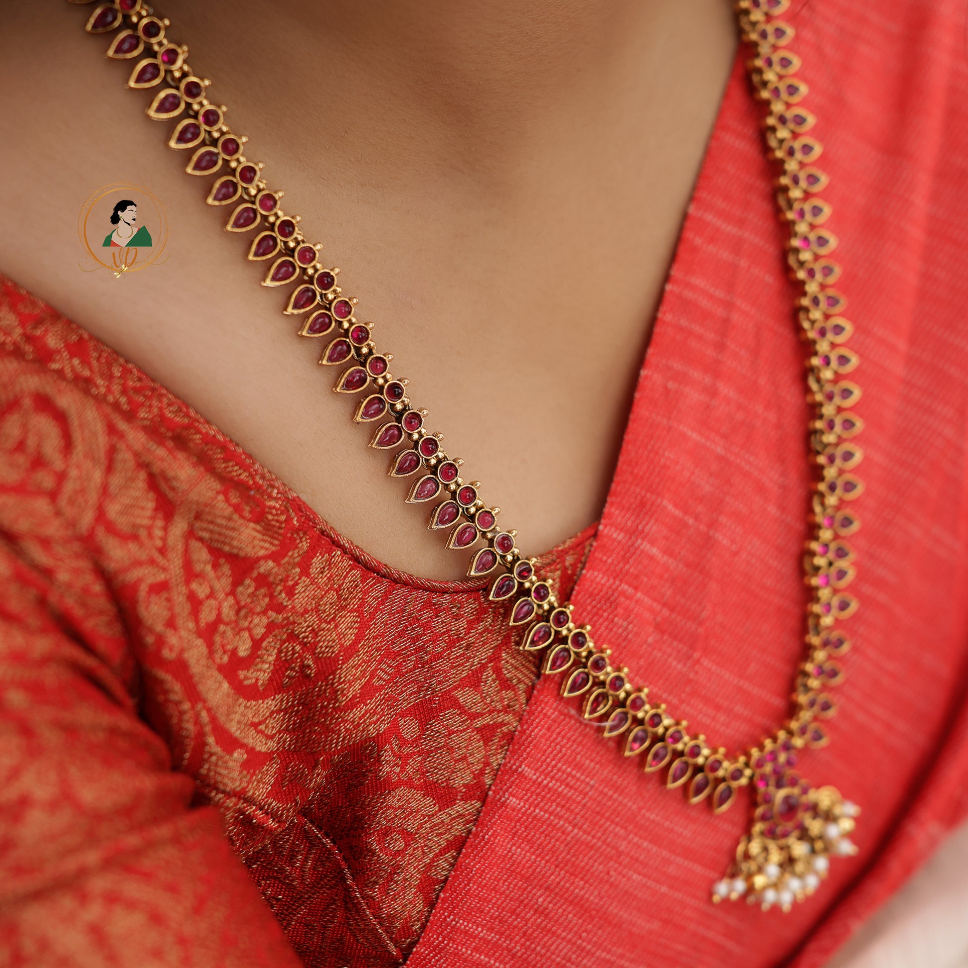 Gold Finish Ruby Long Haram