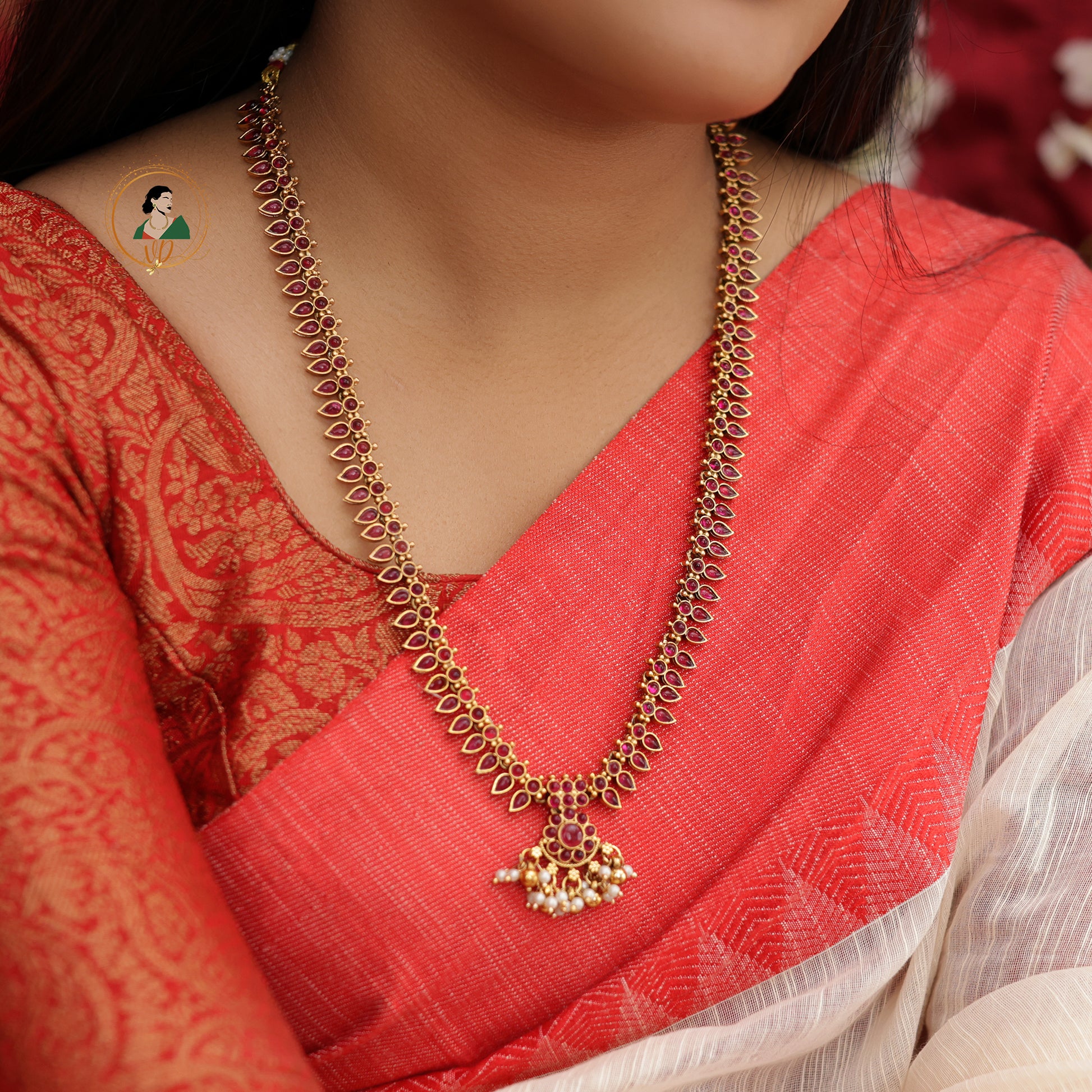 Gold Finish Ruby Long Haram