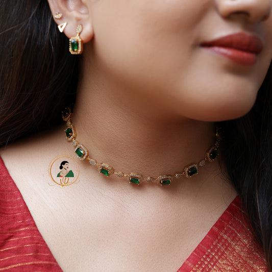 Gold Finish Stone Necklace Set