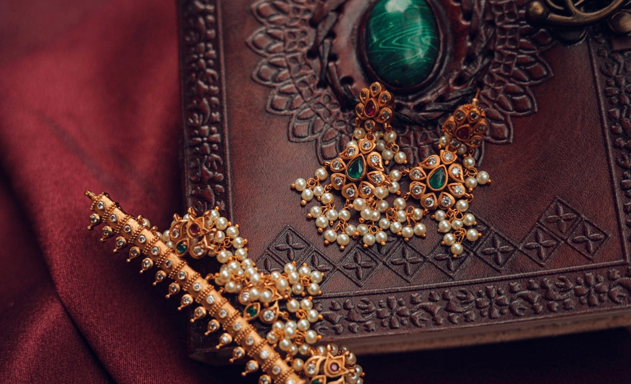 Gold Look Bridal Guttapusalu Haram 