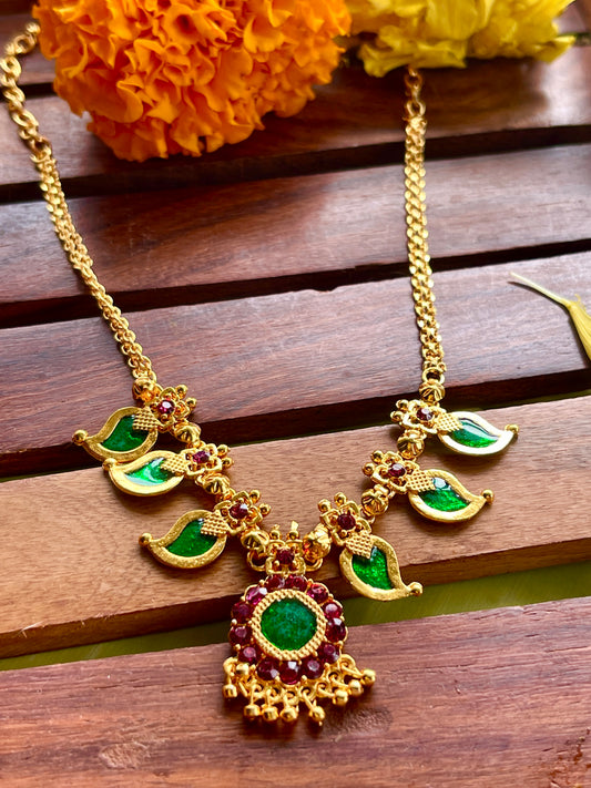 Gold Look Mango Palakka Necklace