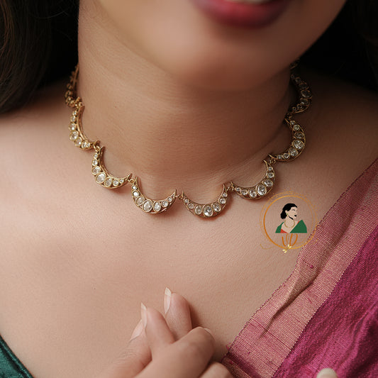 Half Moon Jadau Stone Necklace
