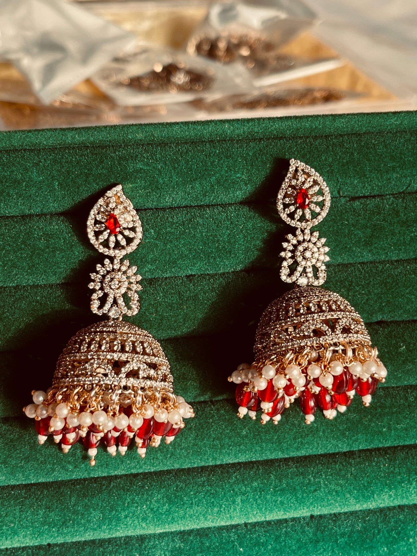 Deep Ruby Victorian Jhumka