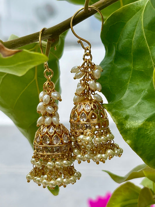 White Stone Hoop Jhumka