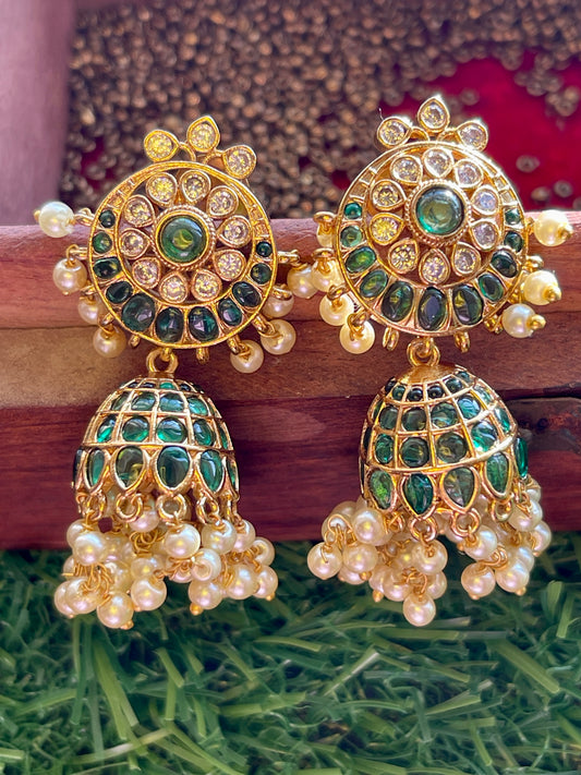 Half Moon Emerald Jhumka