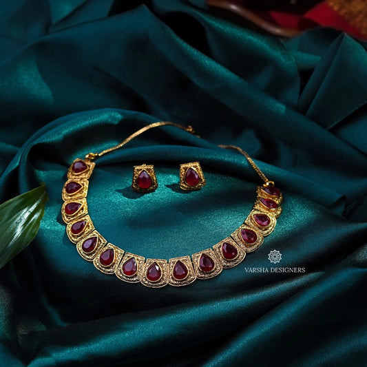 Antique Tear Drop Ruby Necklace