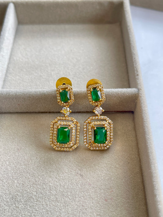 Emerald & White Stone Drops