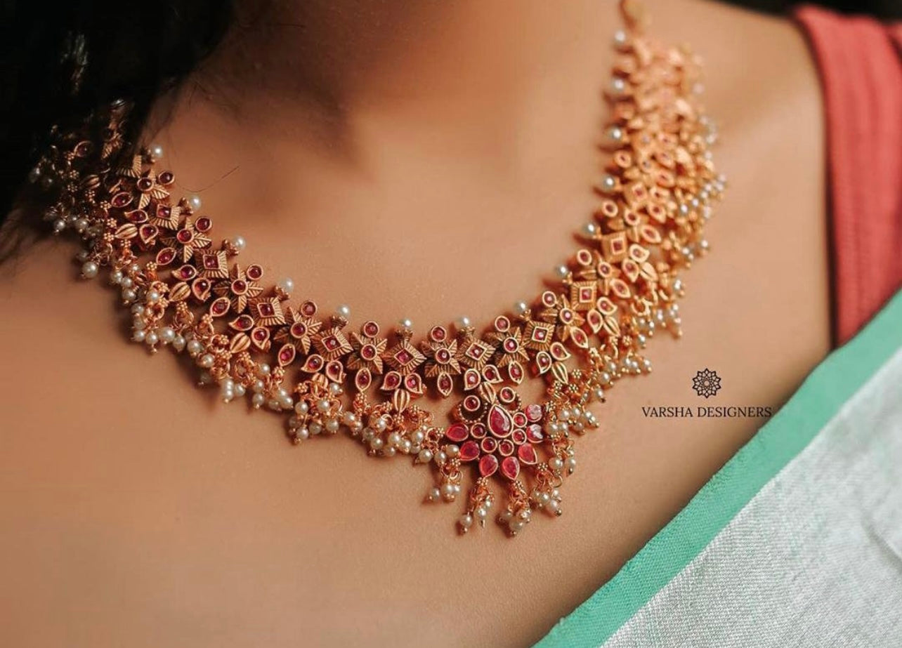 Traditional Ruby Guttapusalu Necklace