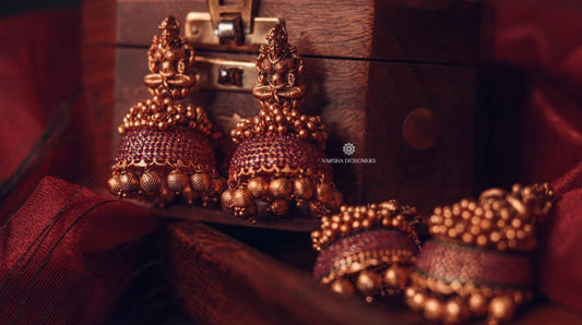 Lakshmi Ruby Stone Temple Jhumkas