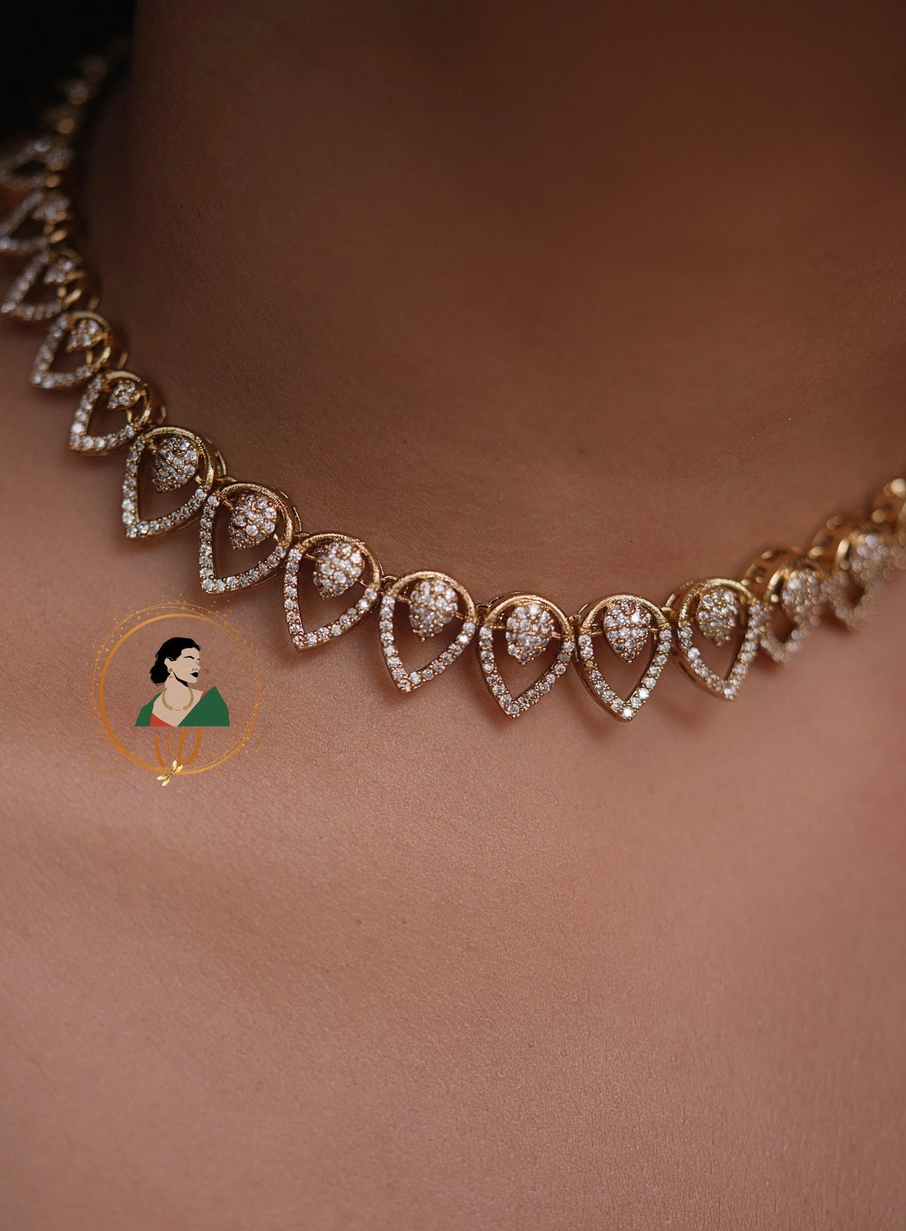 Inverted Teardrop White Stone Necklace