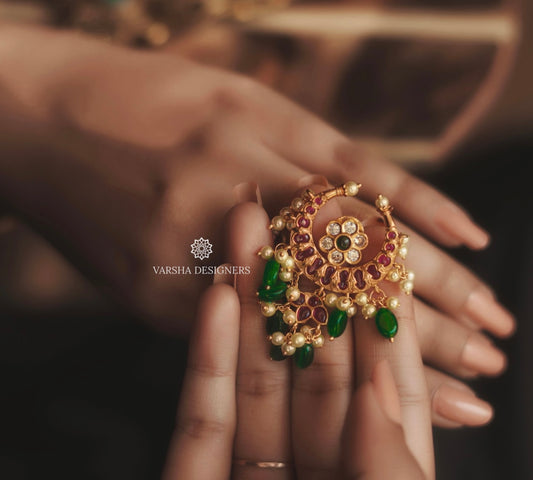 Kemp Stone Antique Chandbali Earrings