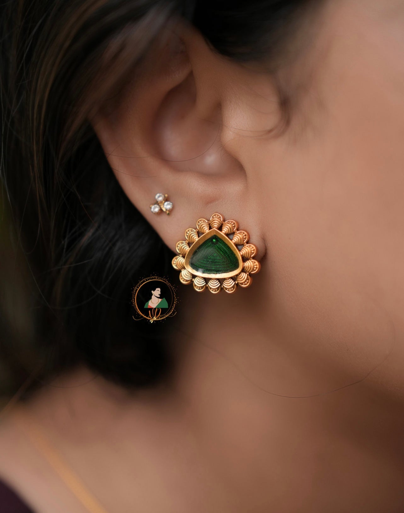 Kerala Style Emerald Palakka Necklace