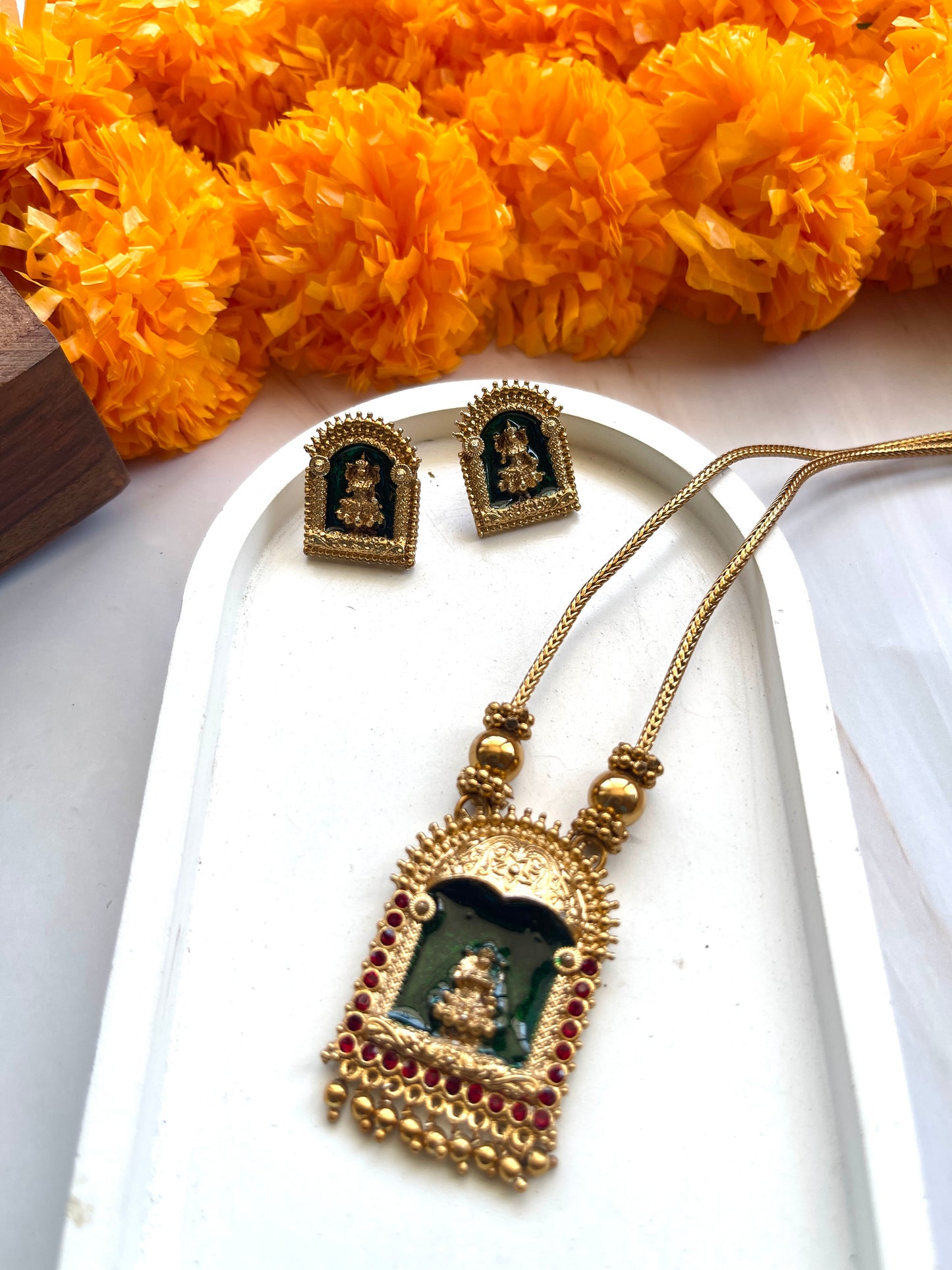 Lakshmi Enamel Palakka Necklace