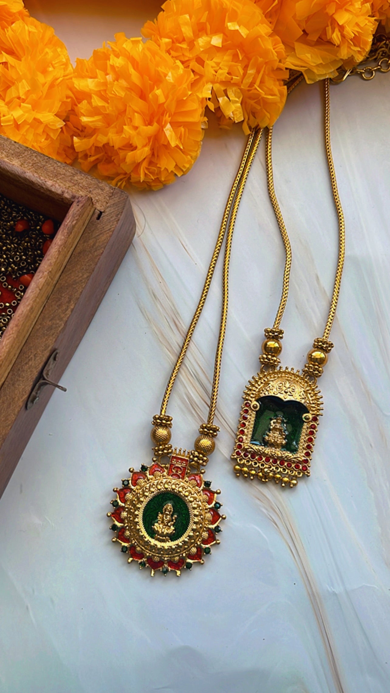 Lakshmi Enamel Palakka Necklace