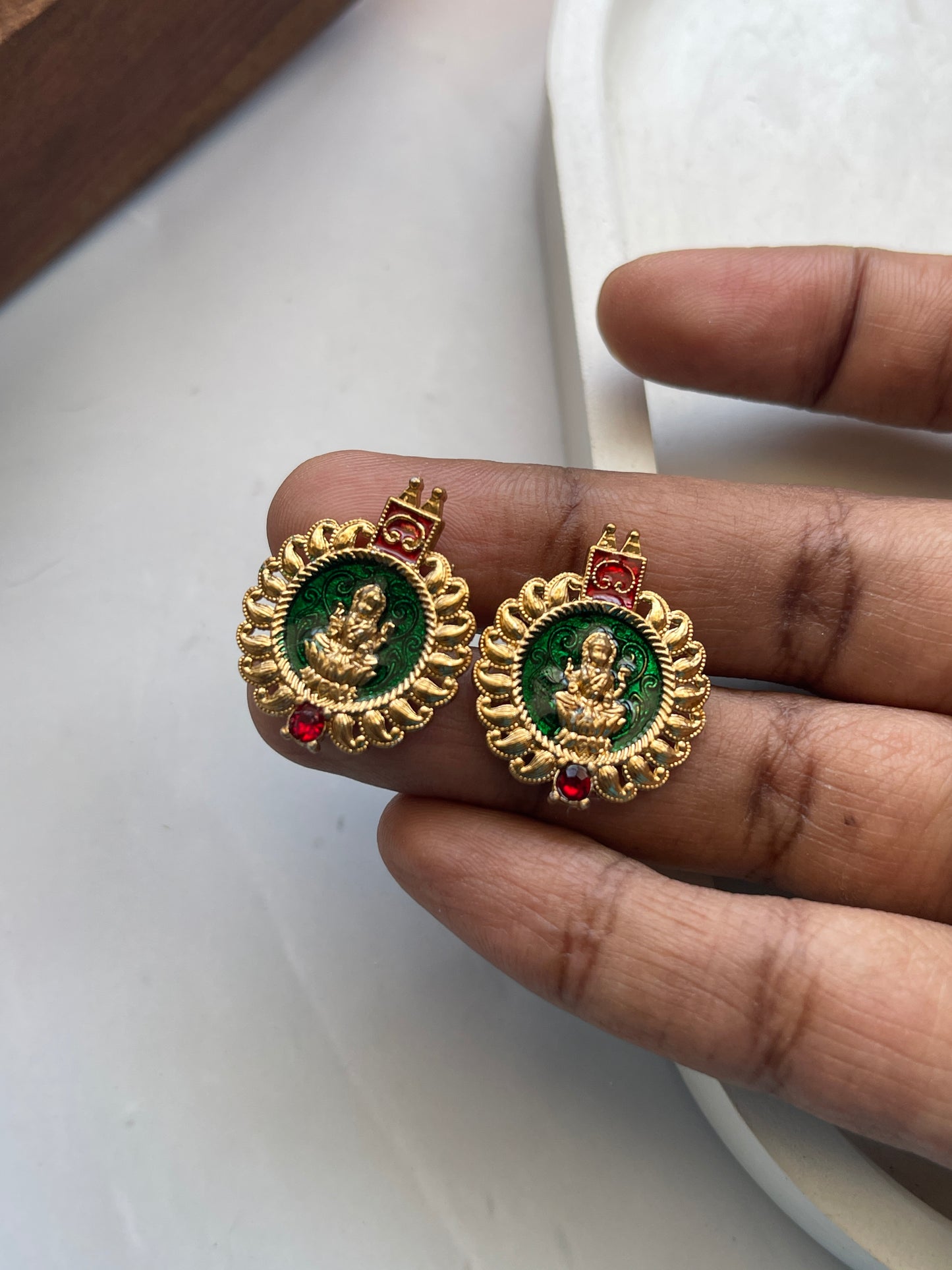 Lakshmi Enamel Palakka Necklace