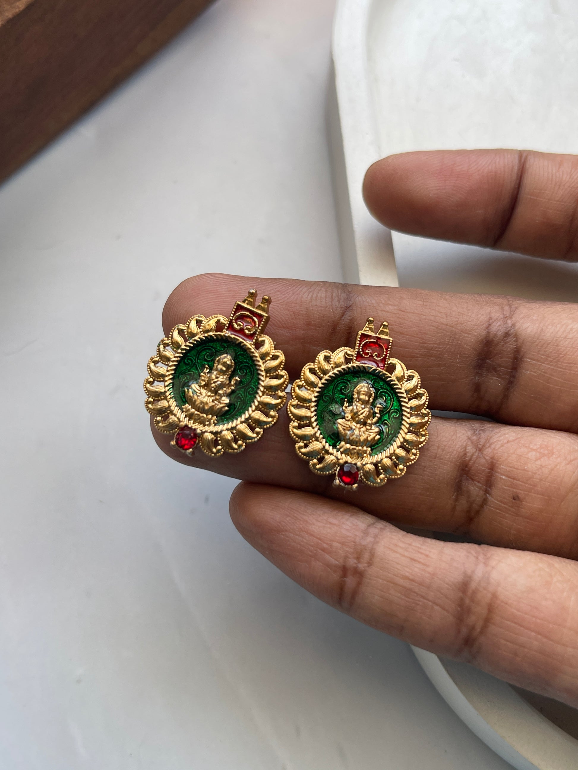 Lakshmi Enamel Palakka Necklace